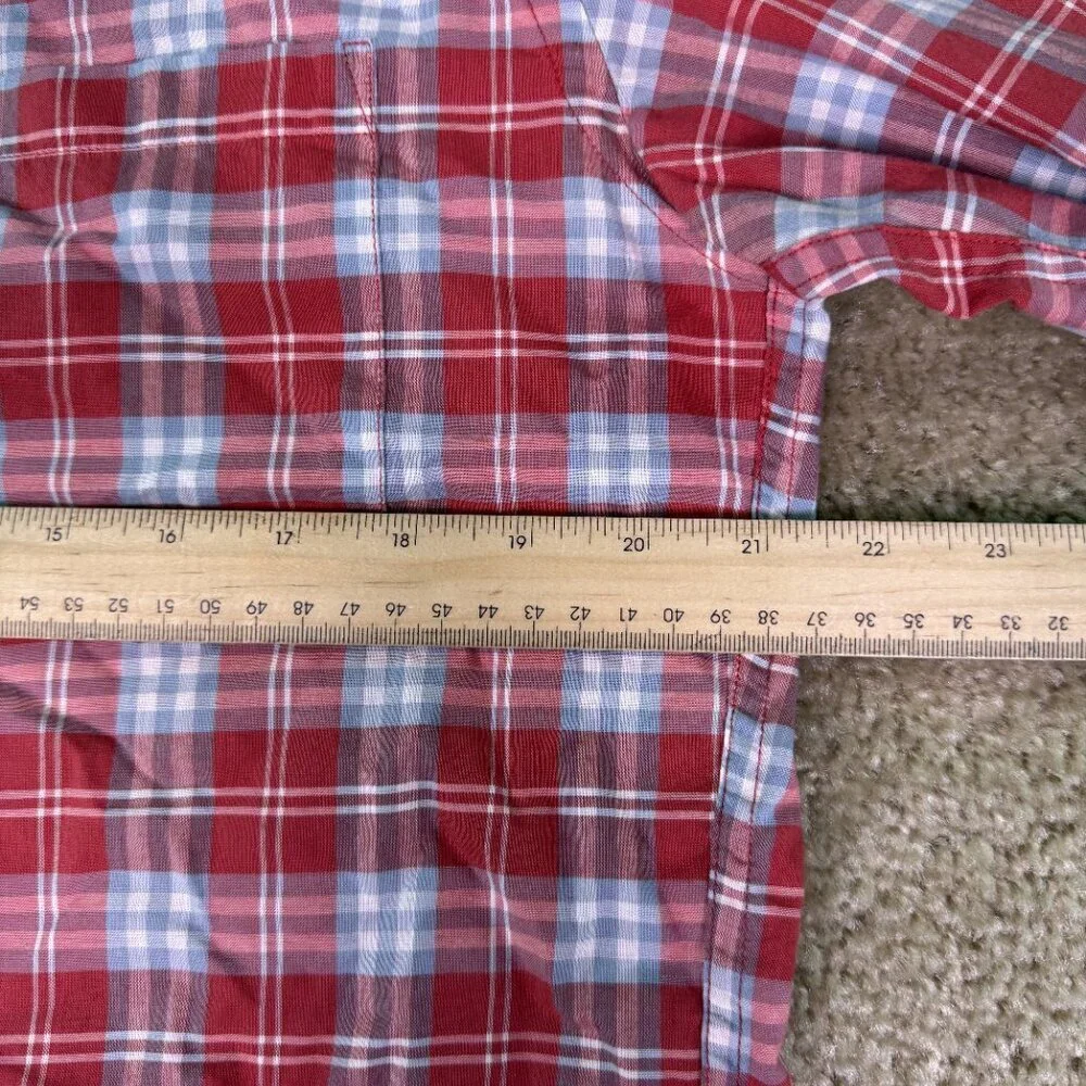 J Crew Shirt Mens Size Medium Red Plaid Button Down Tailored Casual E494